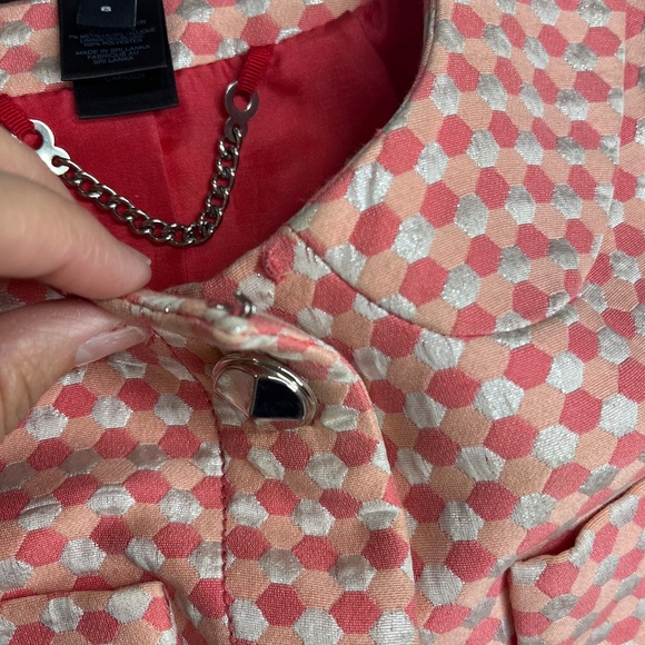 Marc by Marc Jacobs Womens Coral Hexagon Cotton Silk Pink/ Peach Blazer Sz 6 - Picture 4 of 11